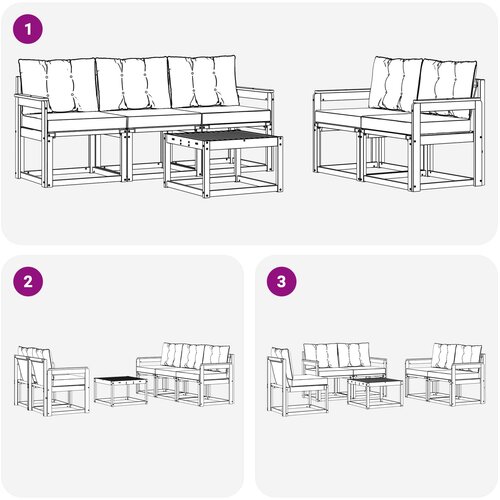  Set vanjskih sofa 6 kom. Bijela i svjetlosiva Smeđa 59 x 59 x 37 cm Slike