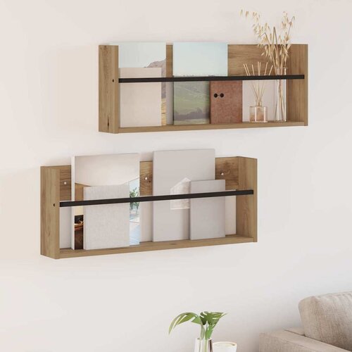 Polica za časopise Zidne 2 pcs Umjetnički hrast 80 x 12 x 30 cm Cijene