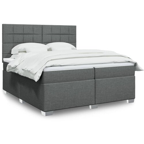 VidaXL Box spring postelja z vzmetnico temno siva 200x200 cm blago Slike