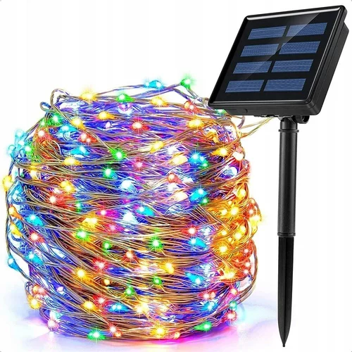  lanac solarnih božićnih lampica 100 led rgb u boji 10m 8 funkcija