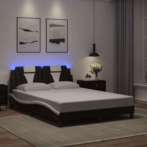  Okvir kreveta LED crno-bijeli 120 x 200 cm umjetna koža Slike