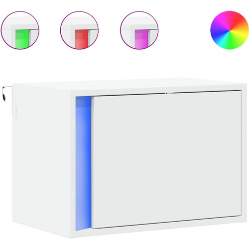 Maison Chic Stenska Nočna omarica - Nočna miza z LED lučkami bela, (21690266) Cene