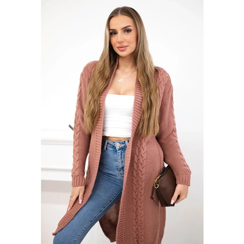Kesi Sweater Cardigan weave the braid dark pink Slike