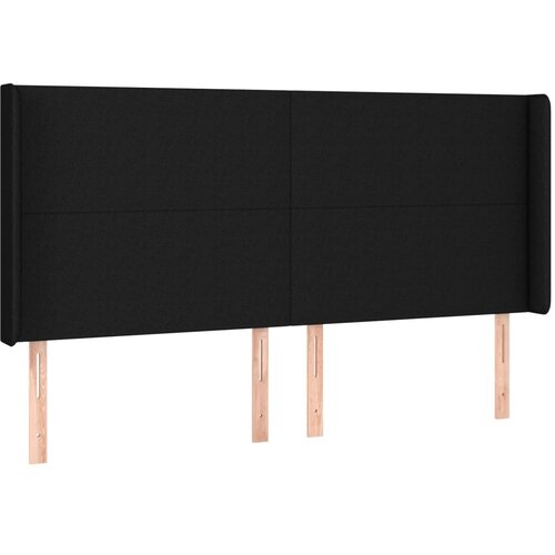  LED uzglavlje crno 163 x 16 x 118/128 cm od tkanine Slike