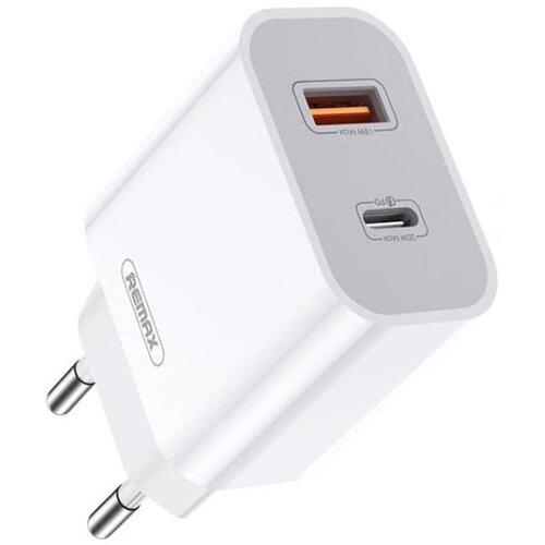  Kućni punjač REMAX RP-U68 USB-A USB-C PD20W + kabel Type-C na lightning beli Slike