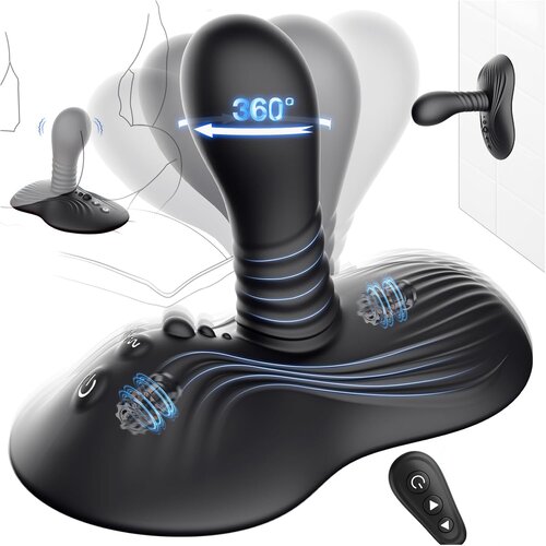 SuperLove Anal Grinder with 360 Rotations &amp;amp; Strong Vibrations Triple Motor &amp;amp; Remote Black Slike