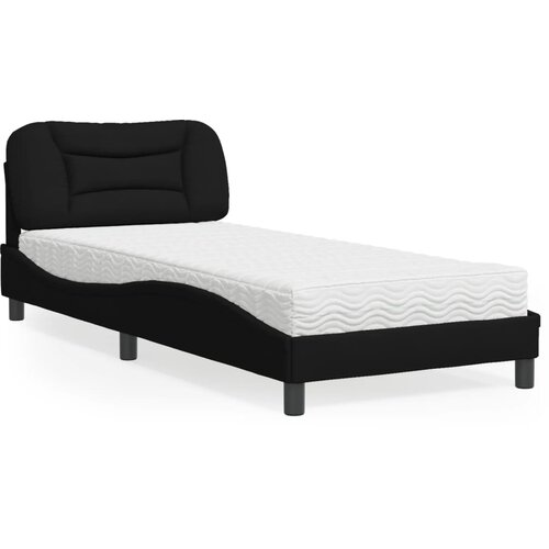 VidaXL Postelja z vzmetnico črna 80x200 cm blago Slike