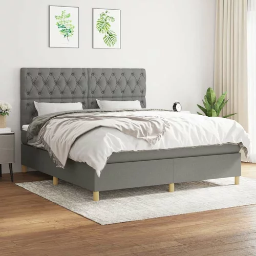  Box spring postelja z vzmetnico temno siva 160x200 cm blago, (20790171)