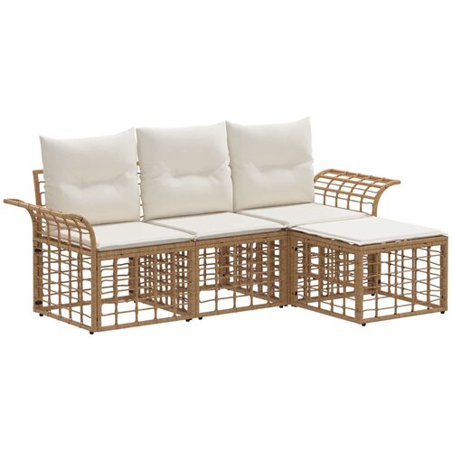  Set vanjskih sofa 4 pcs Prirodna i krema bijela Poliester Slike