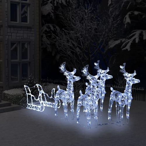 Ukrasni božićni sobovi i sanjke s 400 LED žarulja akrilni