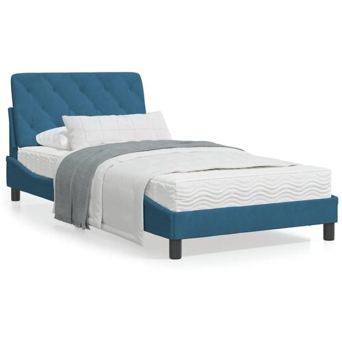VidaXL Okvir za krevet s uzglavljem plavi 100x200 cm bar&amp;scaron;unasti Slike