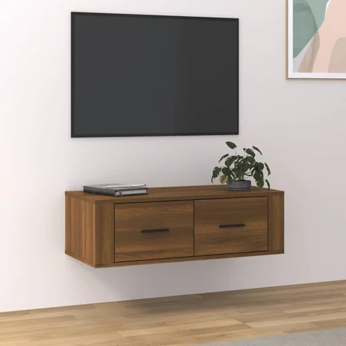 vidaXL Viseča TV omarica rjav hrast 80x36x25 cm inženirski les