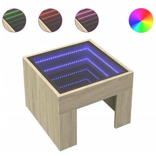 Maison Chic Nočna mizica - Nočna omarica - Nočna miza z neskončnimi LED sonoma hrast 40x40x30 cm, (21689840) Cene