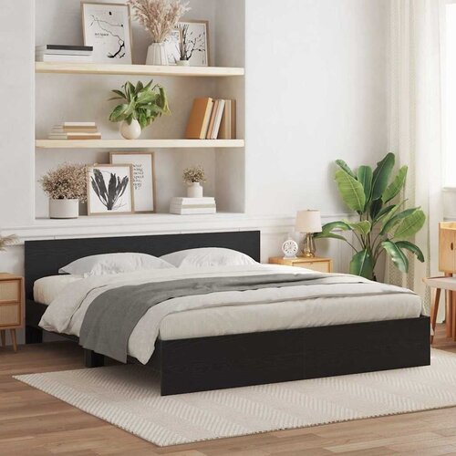  Okvir kreveta s uzglavljem Crni hrast 203 x 185 x 70 cm - Crni hrast 180 x 200 cm Slike