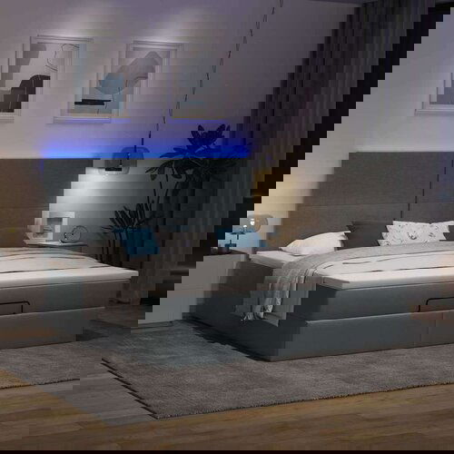 vidaXL Otomanski krevet s madracem i LED tamnosivi 180x200cm tkanine Cijene