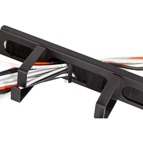 Logilink 19 cable management bar with 4 metal brackets and brush strip, black, OR106B Slike