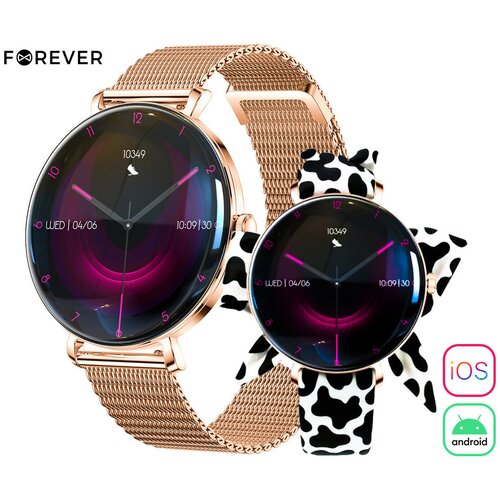 Forever Lucca SB-370 pametna ura, AMOLED, BT 5.3, klicanje, aplikacija, IP68, +pikčasti pa&amp;scaron;ček, roza zlata (Rose Gold), (5000072447) Slike