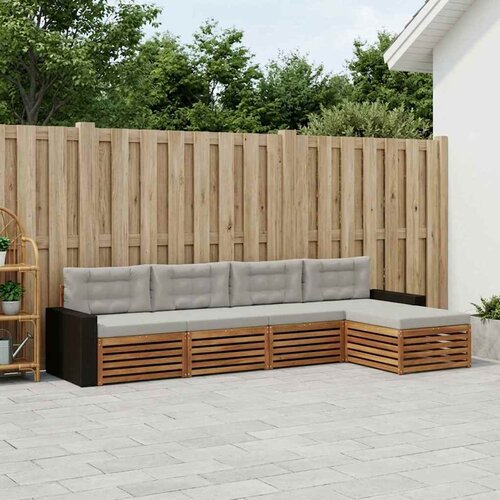  Set vanjskih sofa 5 pcs Prirodna i svjetlosiva Poliester Cene