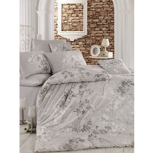 Elena grey greywhitedark grey ranforce super king quilt cover set (fr) Cene