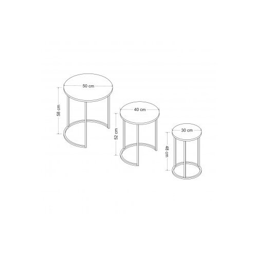 Hanah home Gloria Black Set od 3 stola, crna Slike