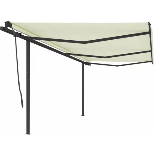  Avtomatsko zložljiva tenda s stebrički 6x3,5 m krem, (20728584)