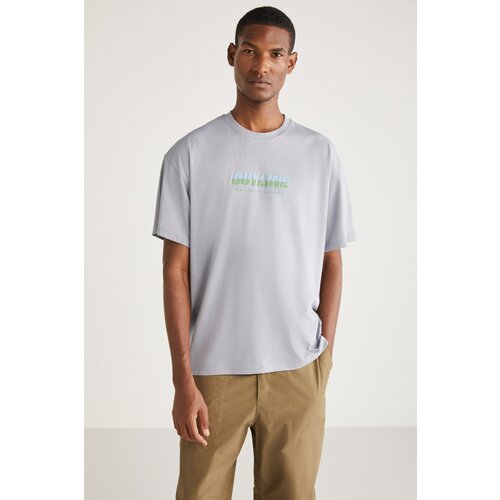 GRIMELANGE ANTONIO Basic Oversize Light Gray Single T-Shirt Cene