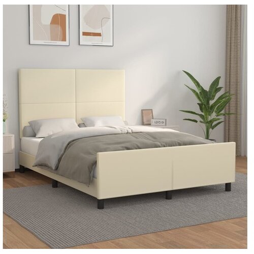  Okvir za krevet s uzglavljem krem 140x200 cm od umjetne kože Cijene