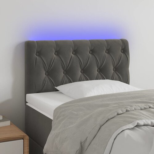 vidaXL LED posteljno vzglavje temno sivo 80x7x78/88 cm žamet Cene