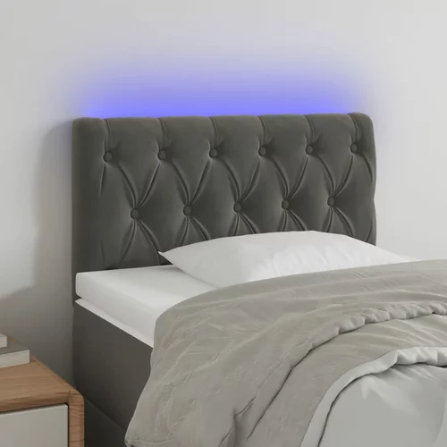 vidaXL LED posteljno vzglavje temno sivo 80x7x78/88 cm žamet