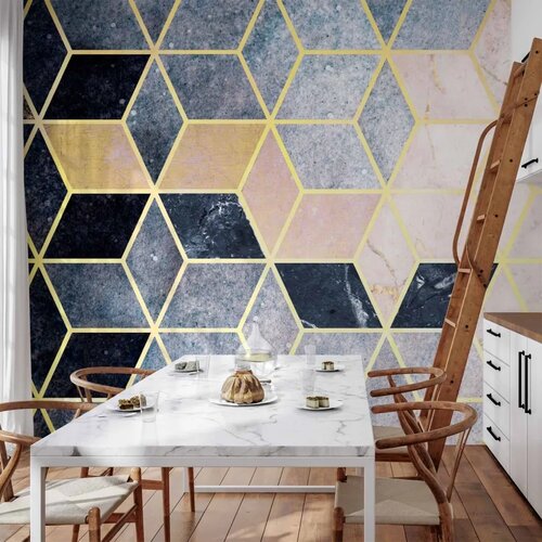  Foto tapeta - Blue Geometric Pattern 450x315 Vodootporna Cene