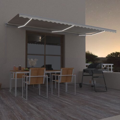 Tenda na ručno uvlačenje s LED svjetlima 600x350 cm krem Cijene