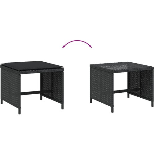  Vrtni stolci s jastucima 4 kom crni 40x40x35 cm od poliratana Slike