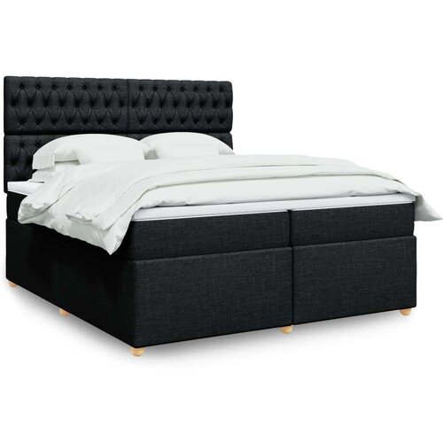 VidaXL Krevet s oprugama i madracem crni 200x200 cm od tkanine Slike
