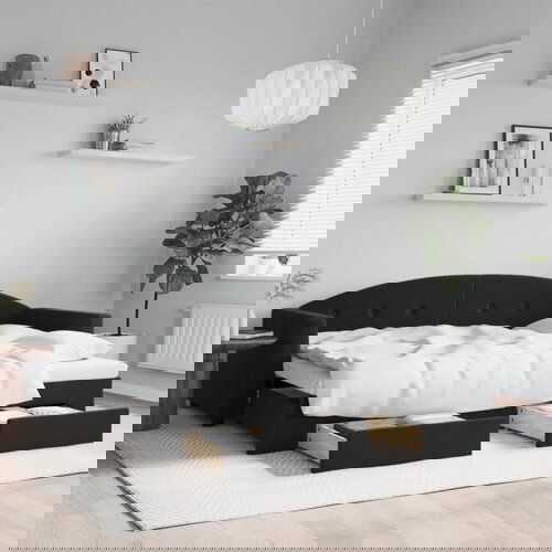  The Living Store Izvlečna dnevna postelja s predali črna 80x200 cm žamet - Izvlečna Dnevna Postelja, (21489168) Cene