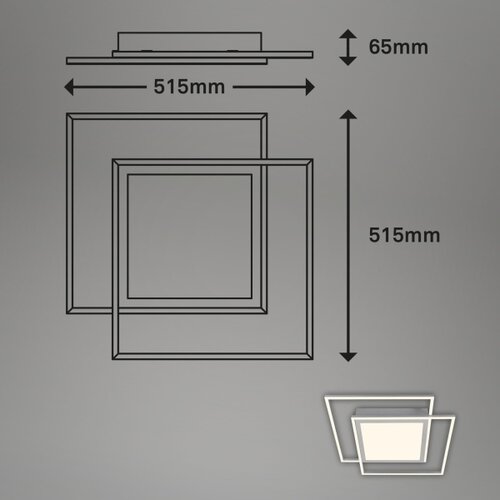 BRILO LED plafonjera 2xLED/16W/230V + LED/19W 51,5x51,5 cm matni hrom Slike