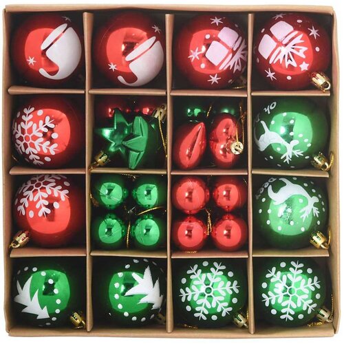 VidaXL Set Božićnih Ukrasnih Kuglica 40 pcs Crvena i zelena Slike