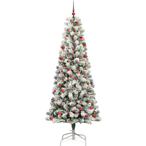 VidaXL Umjetno božićno drvce s nogom Zelena i bijela 210 cm PVC Slike