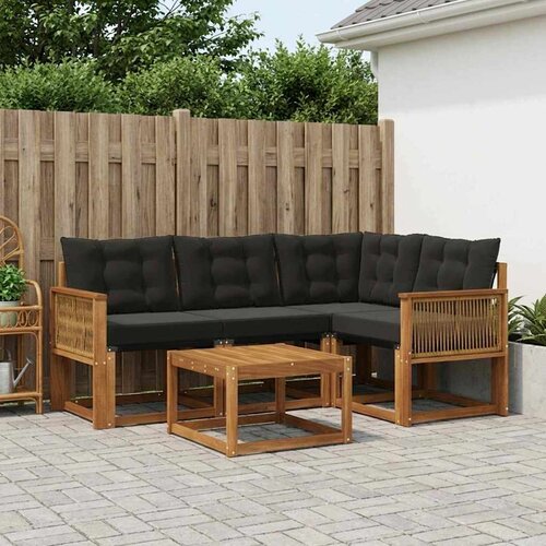  Set vanjskih sofa 5 kom. Prirodna i crna Cijene