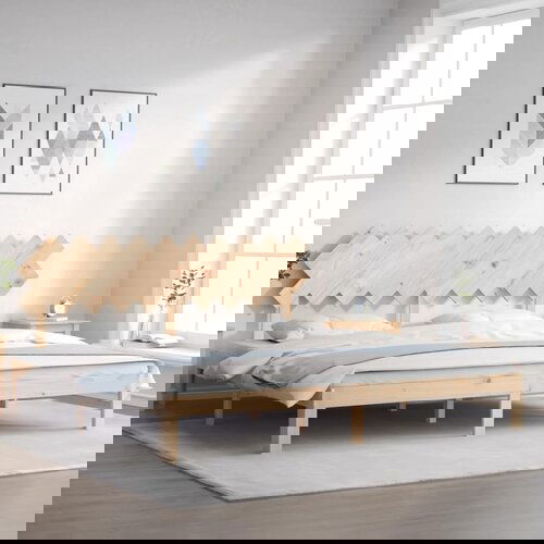 VidaXL Okvir kreveta s uzglavljem 200 x 200 cm od masivnog drva Slike