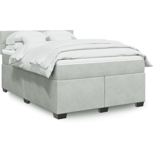 vidaXL Box spring postelja z vzmetnico svetlo siva 160x200 cm žamet Cene