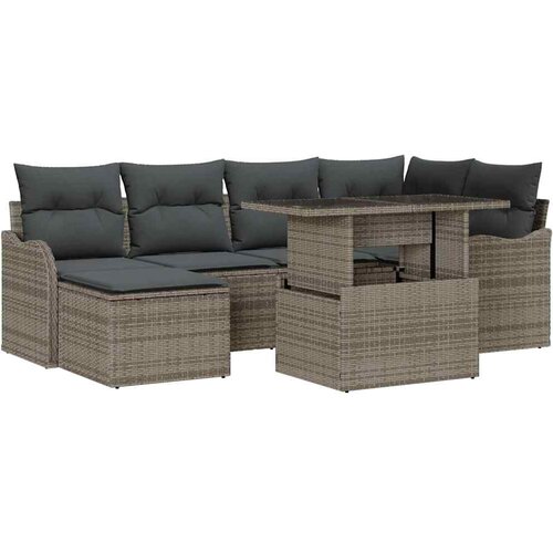  Sjedeća garnitura za vrt 7 kom. Siva [Sintetički]: Poli Ratan 232,5 x 122,5 x 85 cm Slike