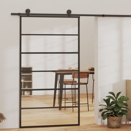 vidaXL Drsna vrata z opremo ESG steklo in aluminij 102x205 cm Cene