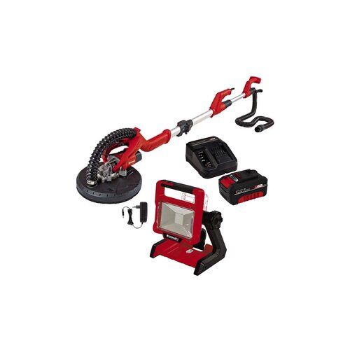 Einhell Akumulatorska brusilica za zidove TE-DW 18/225 Li BL - Solo + TE-CL 18/2000 Li AC-Solo akumulatorske lampa + Power-X-Change 18V 4,0 Ah PXC Starter Kit 1 3u1set Cene
