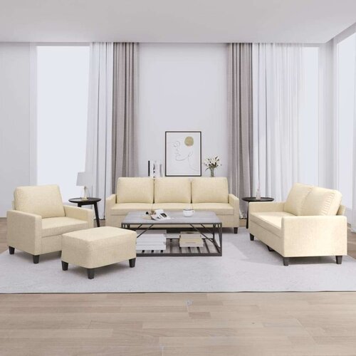  4-dijelni set sofa s jastucima krem od tkanine Cene