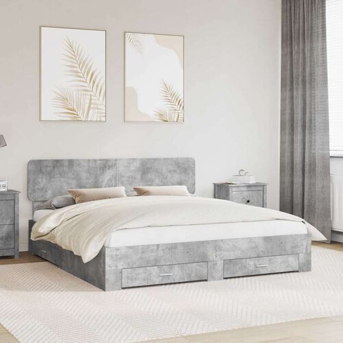  Konstrukcija postelje z vzglavjem Betonsko siva 200 x 200 cm, (5000102737) Cene
