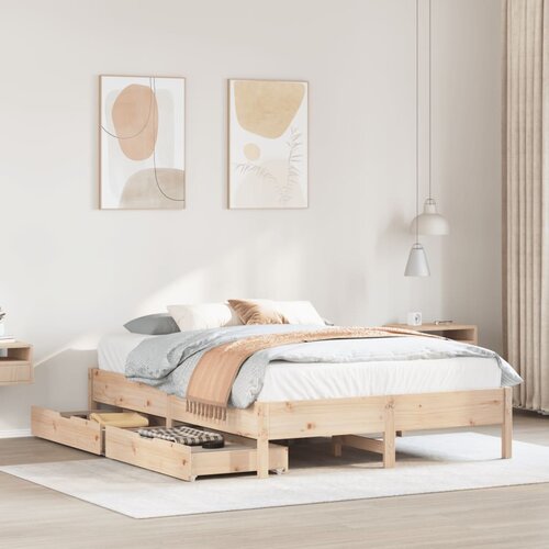 vidaXL Posteljni okvir brez vzmetnice 135x190 cm trdna borovina Cene