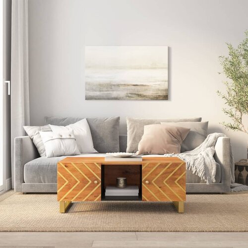  The Living Store Klubska mizica rjava in črna 100x54x40 cm trden mangov les - Klubska Mizica, (21440839) Slike
