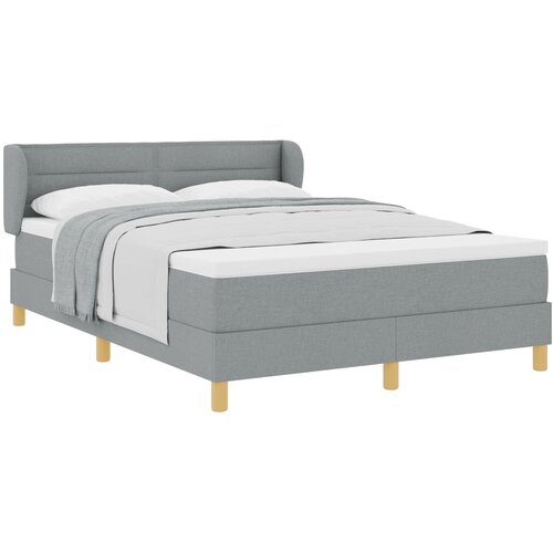 VidaXL Krevet sa uzglavljem s madracem svijetlo sivi 160x200 cm tkanina Slike