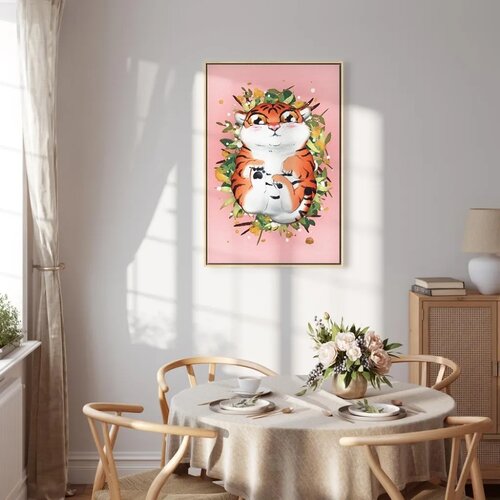  Slika - Tigger on the Grass (1 Part) Vertical 80x120 U prirodnom drvenom okviru Slike