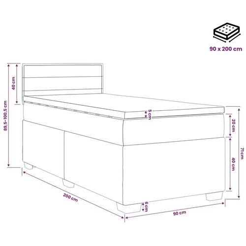  Boxspring krevet s madracem Krem 90 x 200 cm Tkanina - Krem 90 x 200 cm Dizajn linija Slike
